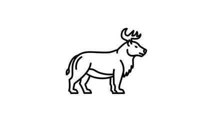Fototapeta premium Minimalist Outline Illustration of a Reindeer or Elk Standing Profile