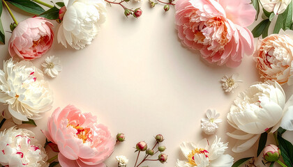 Elegant Peony Flower Frame with Copy Space