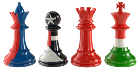 Colorful chess pieces on white background isolated on a transparent background king queen 1