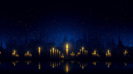 Fototapeta premium Hanuk the stars and light of night, candles flicker in front of it