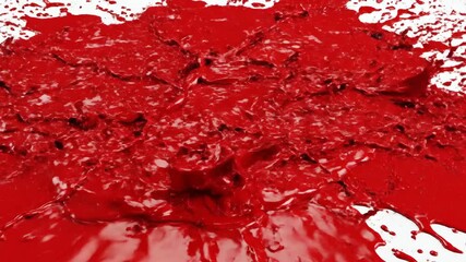 Dynamic red liquid splash with droplets and flowing effect
