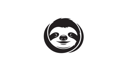 Fototapeta premium Playful Sloth Emblem Icon in Circular Black and White Design.