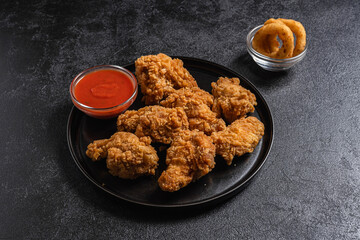 Fried Chicken Wings With Sauce Flat Lay
