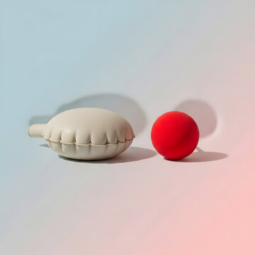 Playful April Fools&rsquo; Day scene with joke toys and balloons, modern stock photography