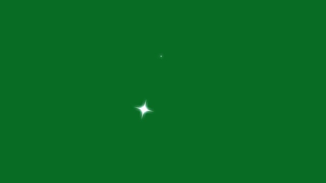 Twinkling stars animation, white cartoon doodle sparkle, blinking flat vector stars, glowing magic twinkle effect, green screen background, seamless loop, festive 4K