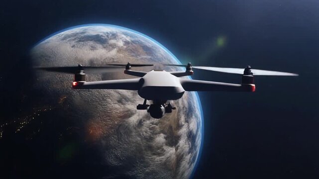 Drone perspective approaching Venus atmosphere with thick sulfuric acid clouds and light scattering, 8K.