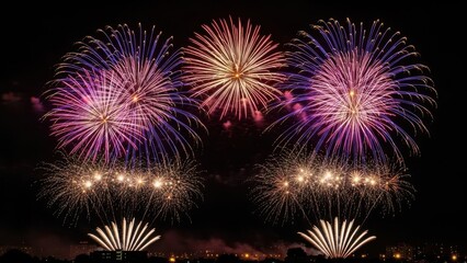 Vibrant fireworks display at night