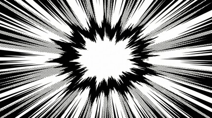 劇画タッチのスピード感ある放射状の背景素材
