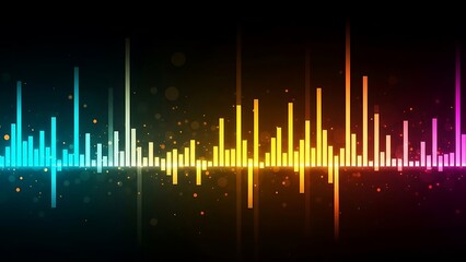 Vibrant multicolored sound wave graphic with colorful bars on dark background