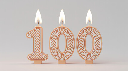Centennial celebration with decorative number 100 candles