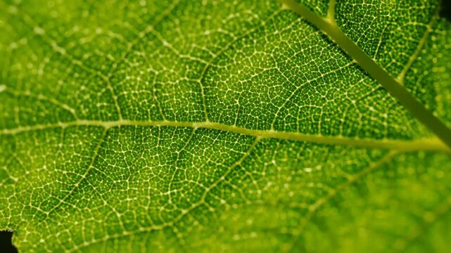 Extreme Close-up of Green Leaf Texture.