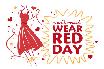 Wear Red Day Vector Illustration, Heart Disease Awareness and Healthy Lifestyle Concept