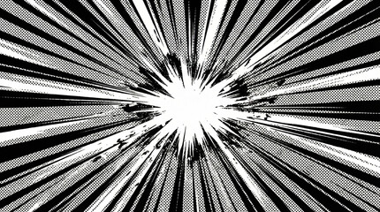 劇画タッチのスピード感ある放射状の背景素材
