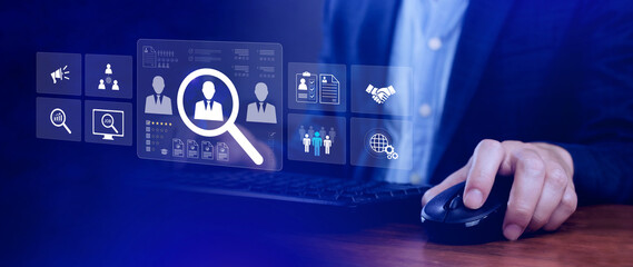 Job search concept. HR or Hiring Human Resources, unemployment finding job search for resume...