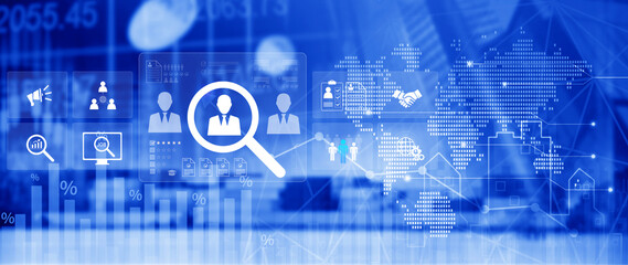 Job search concept. HR or Hiring Human Resources, unemployment finding job search for resume...