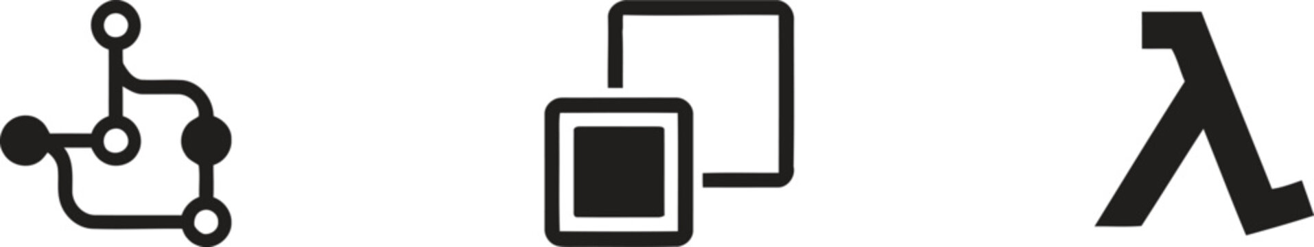 Abstract Icons Representing Technology and Programming Concepts