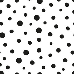 Seamless black polka dots fabric design pattern
