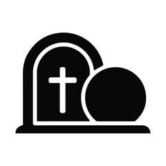 Fototapeta premium Tomb with cross symbol isolated on white background, Vector, illustration