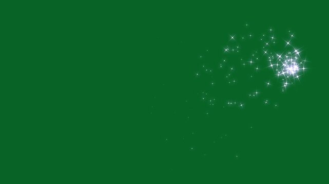 White glowing sparkles particle shining from moving left side exit right side on green screen background. magic dust, pixie dust path, fairy dust wand glitter stars line trail transition. 4K animation