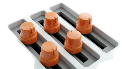Five Orange Knobs on a White Control Panel