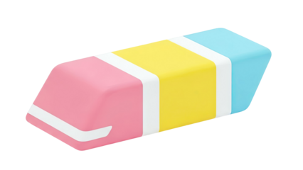 Pink, Yellow, and Blue Eraser with White Stripes