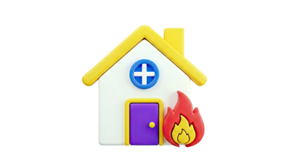 3D Icon of a House on Fire