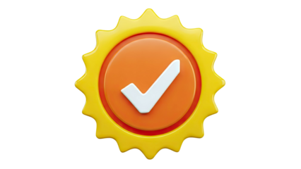 3D Sun Badge with Checkmark
