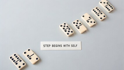 Domino Path With First One Highlighted Showing Strategic Beginning