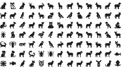 Obraz premium Collection of Various Animal Silhouettes in Different Poses