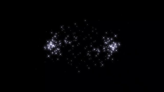 White glowing sparkles particle shining from moving left side exit right side on black screen background. magic dust, pixie dust path, fairy dust wand glitter stars line trail transition. 4K animation