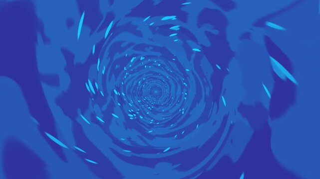 A dynamic 3D animation of a swirling blue energy portal or tunnel. The stylized, painterly texture creates a hypnotic fluid motion, perfect for transition effects, sci-fi backgrounds, or fantasy visua