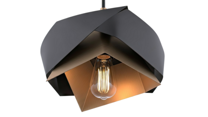 Modern Black and Brass Geometric Pendant Light with Edison Bulb
