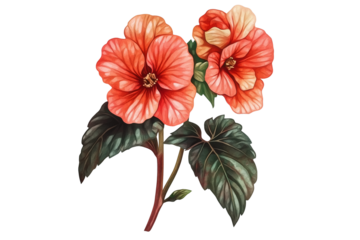 Rex Begonia Watercolor Illustration Vector Isolated on White Background Hand Painted Tropical Plant Art