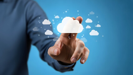 Hand Touching Cloud Computing Technology
