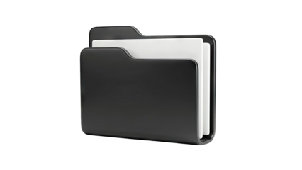 Black Folder Icon with White Papers