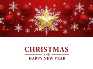 Elegant christmas and new year greeting card isolated on transparent background