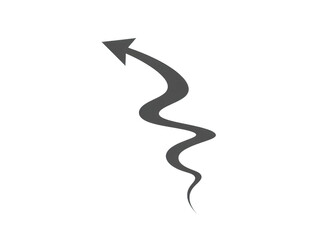 Curved arrow pointing upwards isolated on transparent background. Wavy arrow pointing upwards