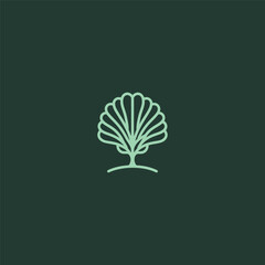 Shell tree logo in creative and clean simple line illustration.