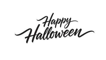 Happy Halloween Hand Lettered Text on White Background
