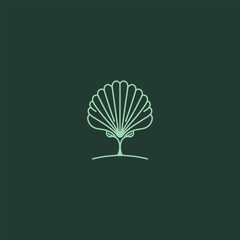 Shell tree logo in creative and clean simple line illustration.