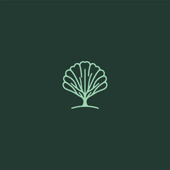 Shell tree logo in creative and clean simple line illustration.