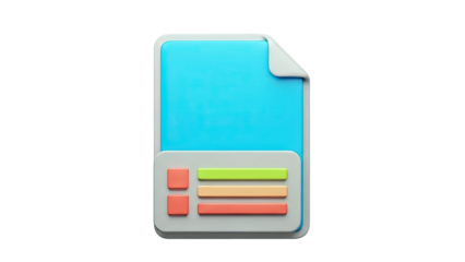 3D Icon of a Document with Checklist Elements