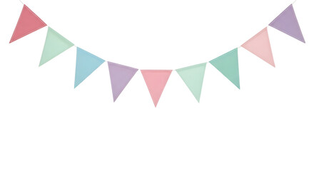 Colorful pastel bunting flags on black background for party decoration