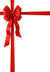 Elegant red ribbon bow on black background for gift wrapping
