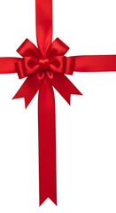 Elegant red ribbon bow on black background for gift wrapping