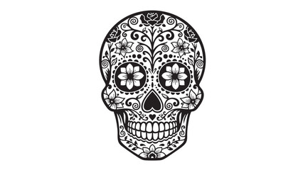 Obraz premium Intricate floral decorated skull design for Dia de los Muertos celebrations
