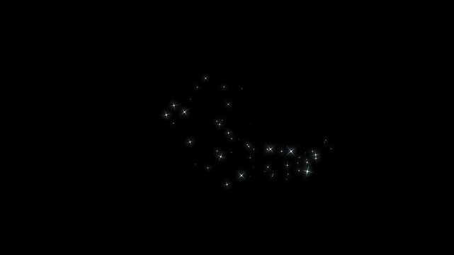 Magic sparkles glitter line stars, fairy dust wand glitter stars trail transition, white glowing twinkling glitter star, on green screen background 4k, glitter stars magic tail sparkling.