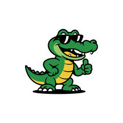 Cool cartoon alligator mascot giving a thumbs up