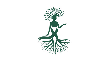 Mother nature's embrace: a tree goddess logo design