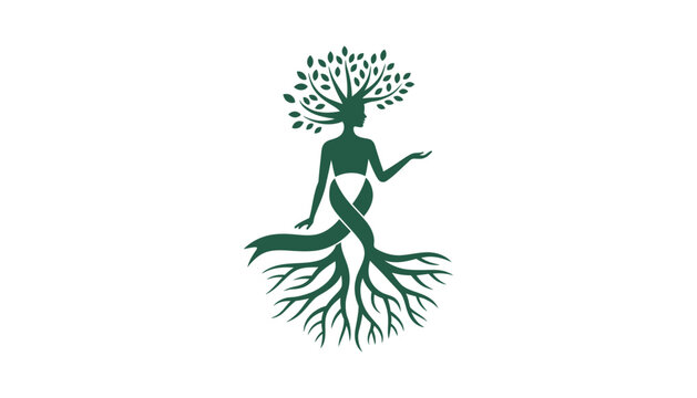 Mother nature's embrace: a tree goddess logo design